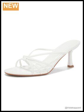 Mid Heel Slingback Sandals Pointed Toe Faux Leather Slip On